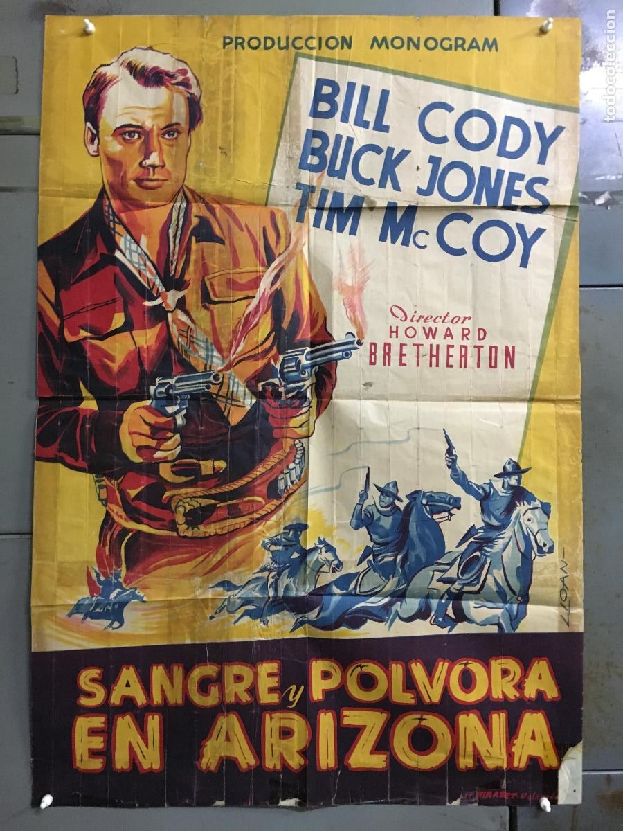 Cinema: AFS53 SANGRE Y POLVORA EN ARIZONA BILL CODY BUCK JONES LLOAN POSTER ORIG 70X100 ESTRENO LITOGRAFIA
