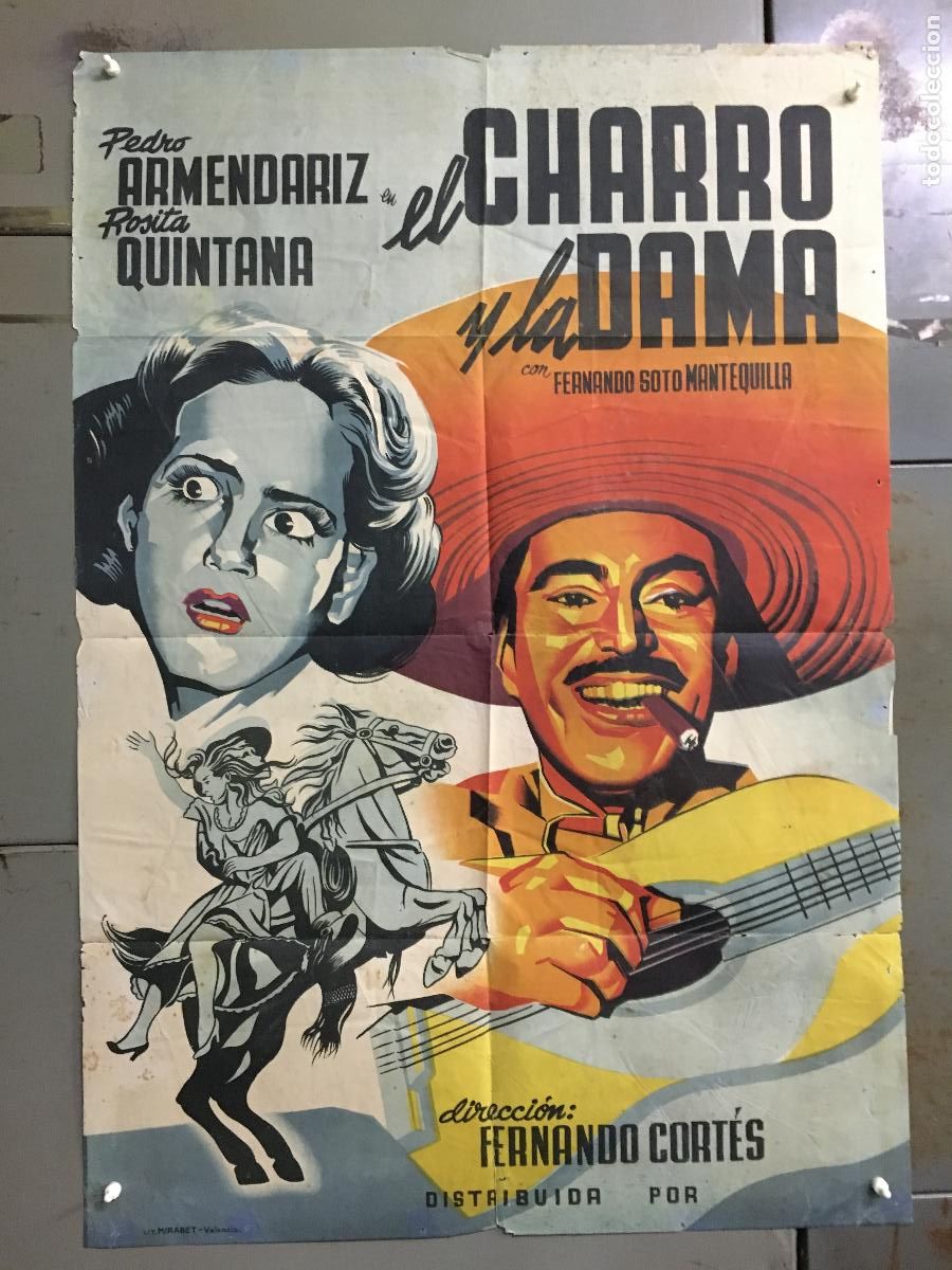 Cin&eacute;ma: AFS56 EL CHARRO Y LA DAMA PEDRO ARMENDARIZ ROSITA QUINTANA POSTER ORIGINAL 70X100 ESTRENO LITOGRAFIA