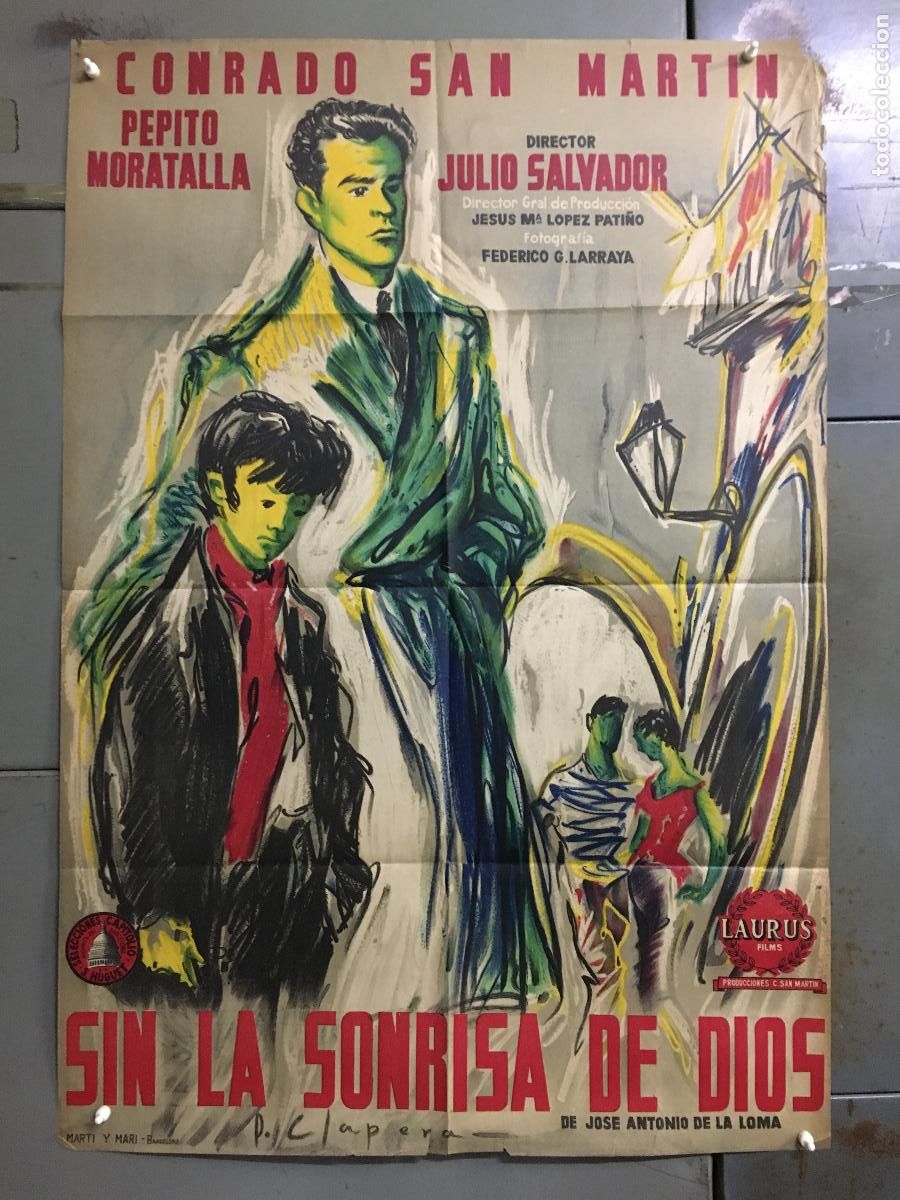 Cinema: AFS57 SIN LA SONRISA DE DIOS CONRADO SAN MARTIN CLAPERA POSTER ORIGINAL 70X100 ESTRENO LITOGRAFIA
