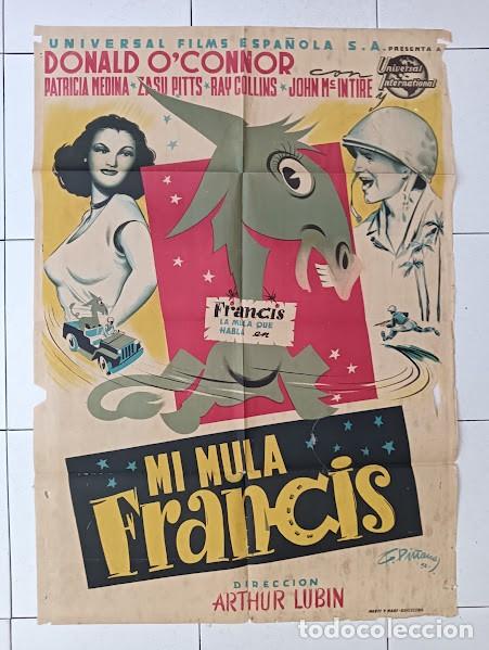 Cine: VKD 2770 MI MULA FRANCIS DONALD OCONNOR PATRICIA MEDINA PI&Ntilde;ANA POSTER ORIG 70X100 ESTRENO LITOGRAFIA