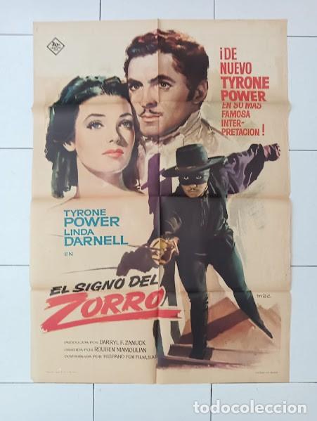 Cine: VKD 2772 EL SIGNO DEL ZORRO TYRONE POWER LINDA DARNELL MAC POSTER ORIGINAL 70X100 ESPA&Ntilde;OL R-63