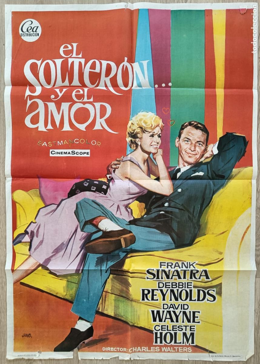 Cine: CARTEL CINE EL SOLTERON...Y EL AMOR FRANK SINATRA DEBBIE REYNOLDS JANO C455