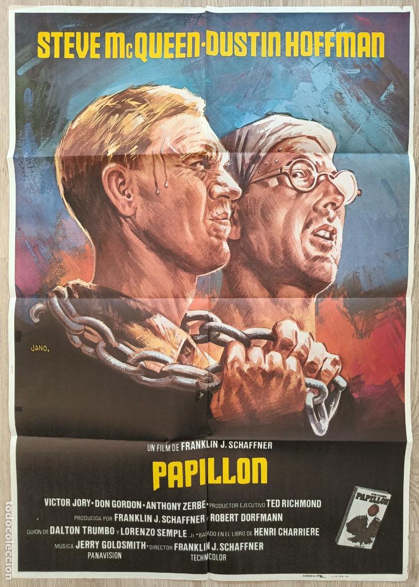 Cine: CARTEL CINE PAPILLON STEVE MC QUEEN DUSTIN HOFFMAN 1984 JANO C2572