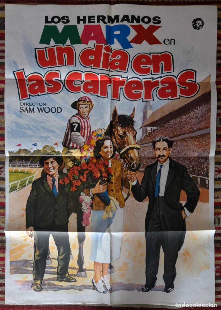 Cine: Hermanos Marx &ndash; Un d&iacute;a en las carreras (1982) cartel original de reestreno, sin exponer