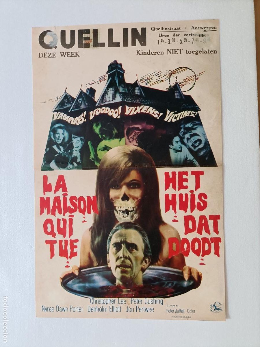 Cinema: POSTER DE LA PEL&Iacute;CULA, LA MAISON QUI TUE, (LA MANSI&Oacute;N DE LOS CRIMENES) 54x34 CM.