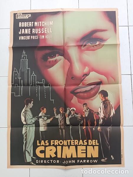 Kino: SMP 2785 LAS FRONTERAS DEL CRIMEN JANE RUSSELL ROBERT MITCHUM POSTER ORIG 70X100 ESTRENO LITOGRAFIA