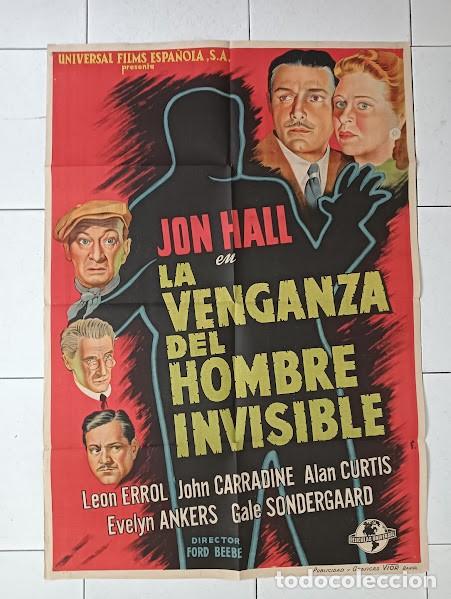 Cinema: SMP 2804 LA VENGANZA DEL HOMBRE INVISIBLE JOHN HALL POSTER ORIGINAL ESTRENO 70X100 LITOGRAFIA