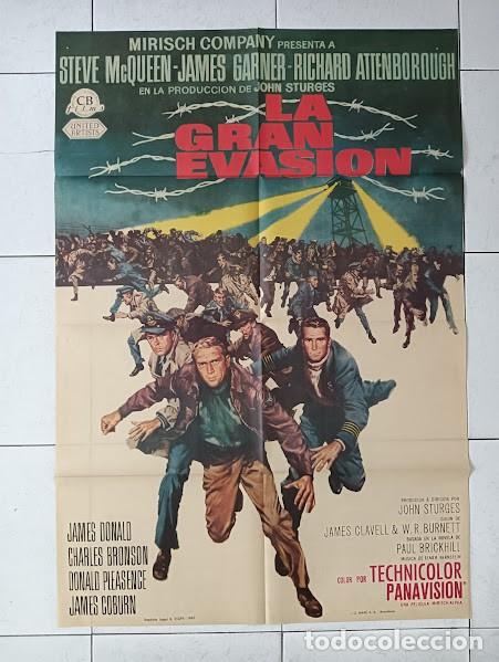Cine: SMP 2808 LA GRAN EVASION STEVE MCQUEEN JAMES GARNER POSTER ORIGINAL 70X100 ESTRENO