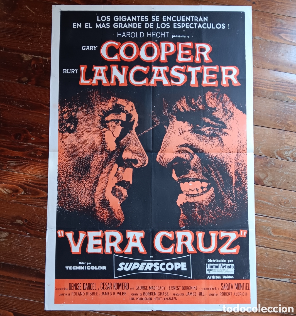 Cinema: &rdquo;VERACRUZ&rdquo; CARTEL ORIGINAL REPOSICI&Oacute;N ARGENTINA 70s GARY COOPER, BURT LANCASTER