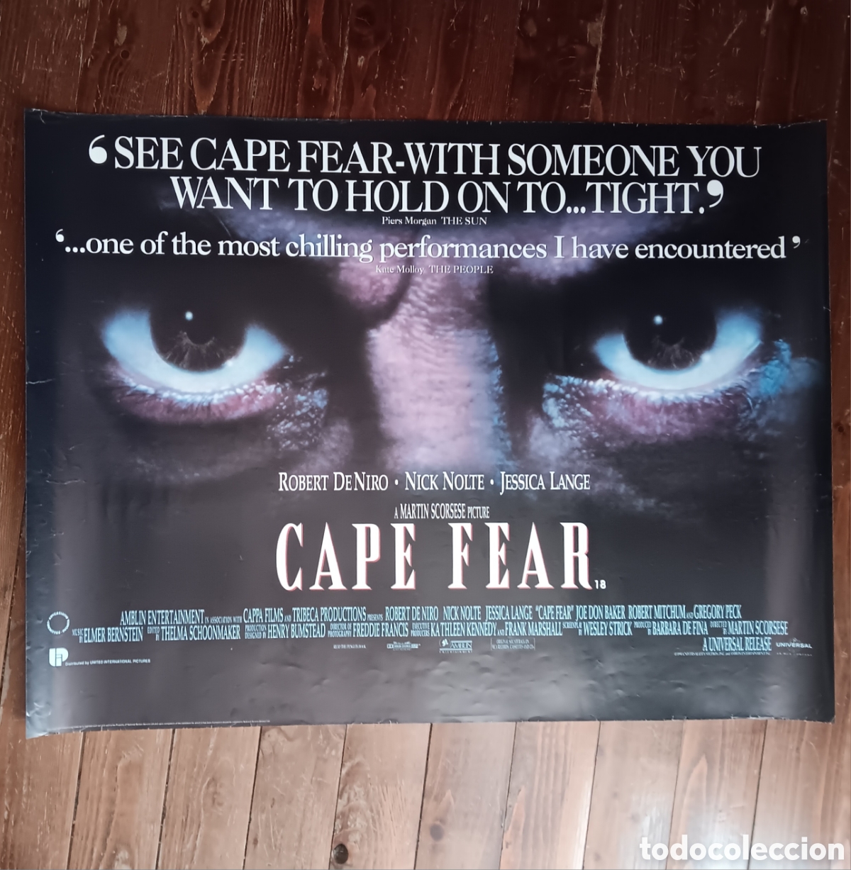 Cin&eacute;ma: EL CABO DEL MIEDO (CAPE FEAR) CARTEL ORIGINAL ESTRENO UK (QUAD) 1991 SCORSESE, DE NIRO, ENROLLADO