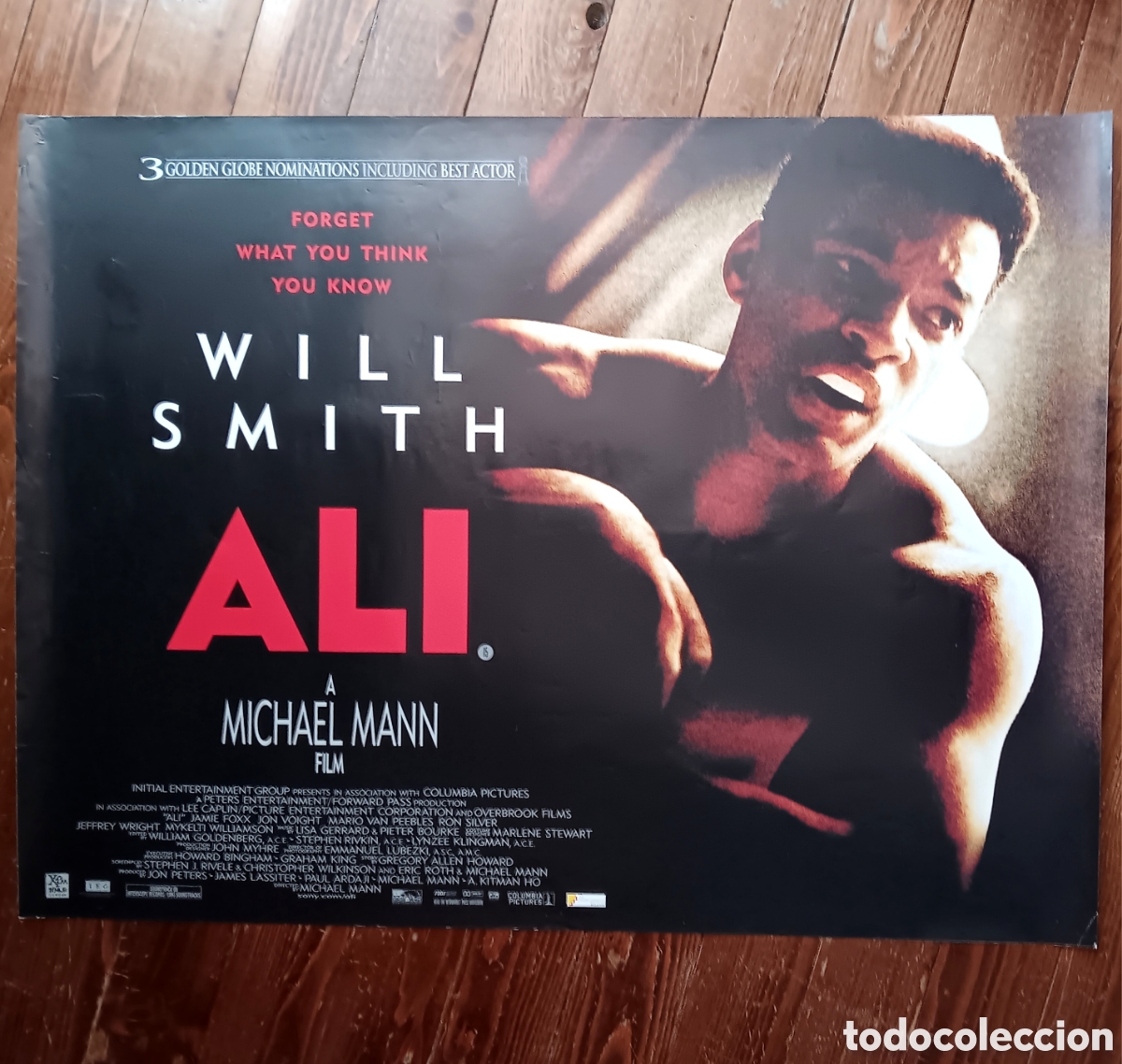 Cinema: &rdquo;ALI&rdquo; CARTEL ORIGINAL ESTRENO UK (QUAD) 2001 MICHAEL MANN, WILL SMITH ENROLLADO