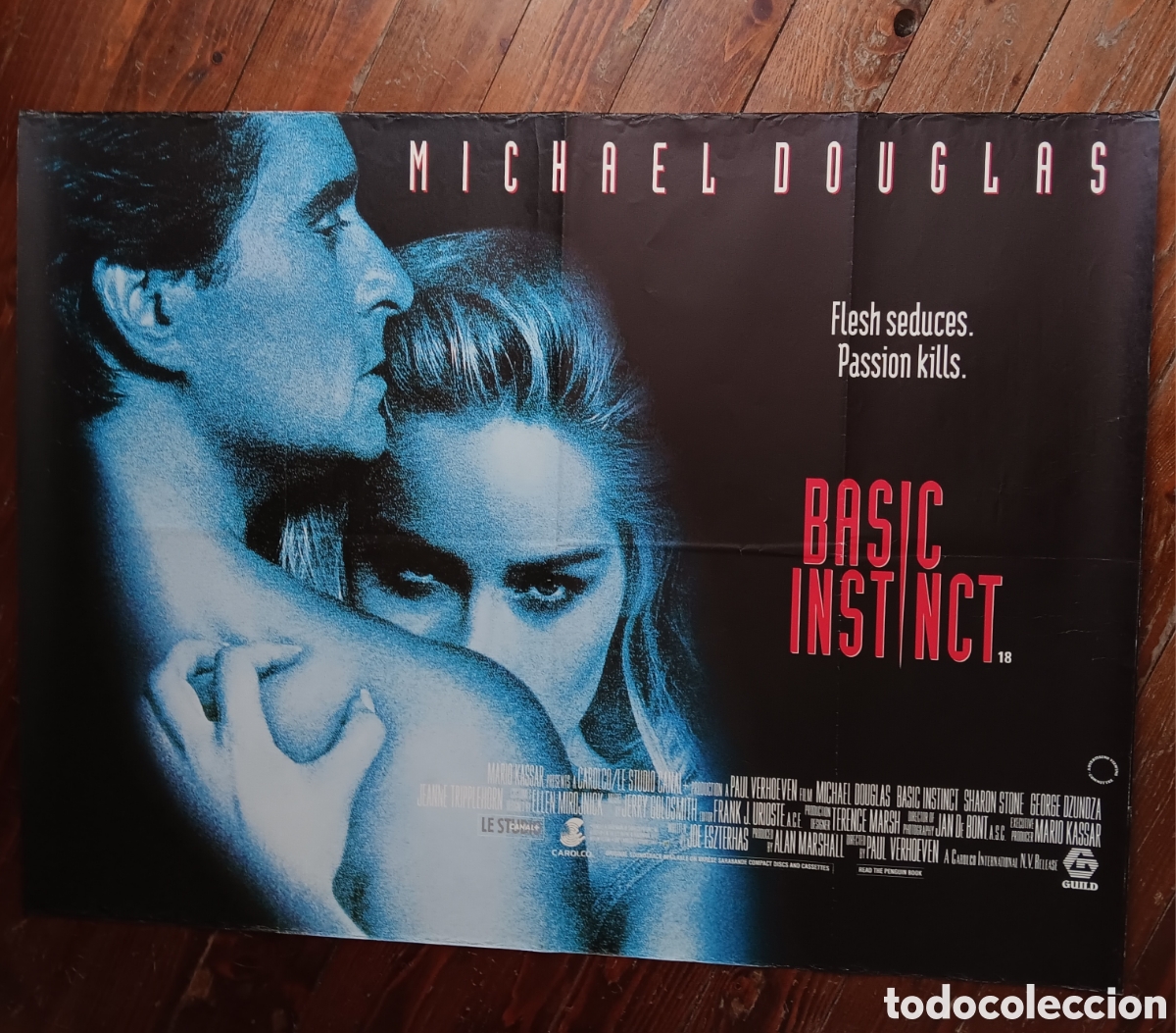 Cinema: &rdquo;INSTINTO B&Aacute;SICO&rdquo; CARTEL ORIGINAL ESTRENO UK (QUAD) 1992 PAUL VERHOEVEN, MICHAEL DOUGLAS