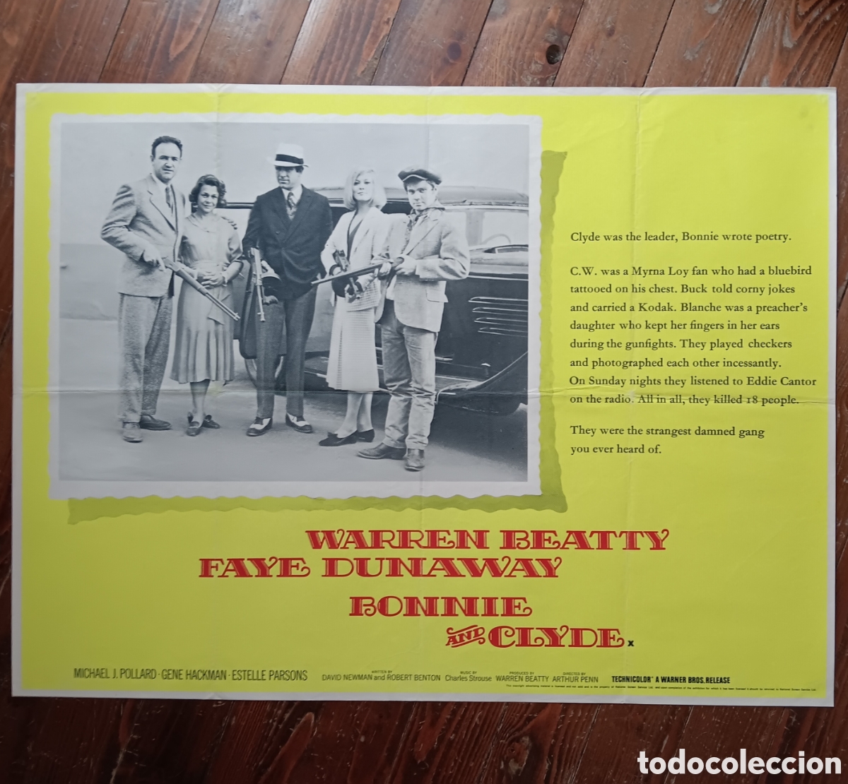 Cinema: &rdquo;BONNIE Y CLYDE&rdquo; CARTEL ORIGINAL REPOSICI&Oacute;N UK (QUAD) 70s WARREN BEATTY, FAYE DUNAWAY