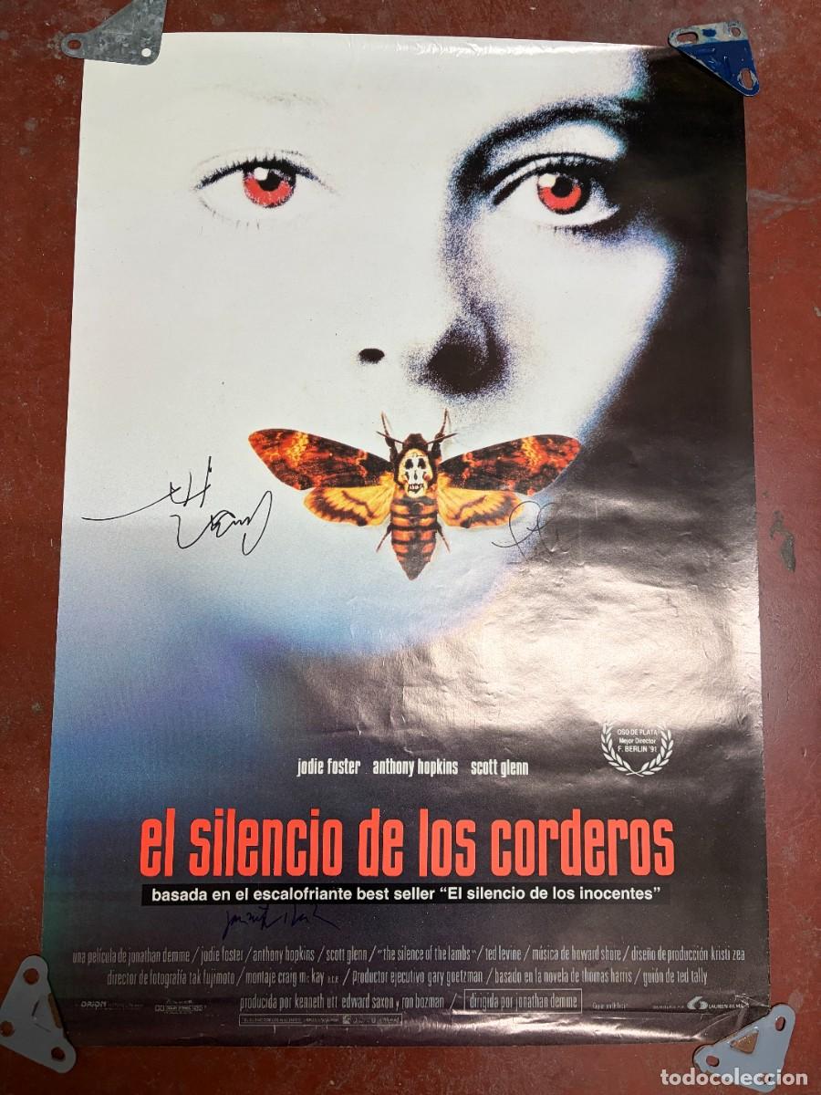 Kino: CARTEL EL SILENCIO DE LOS CORDEROS - AUT&Oacute;GRAFOS JODIE FOSTER, ANTHONY HOPKINS Y OTRO DESCONOCIDO