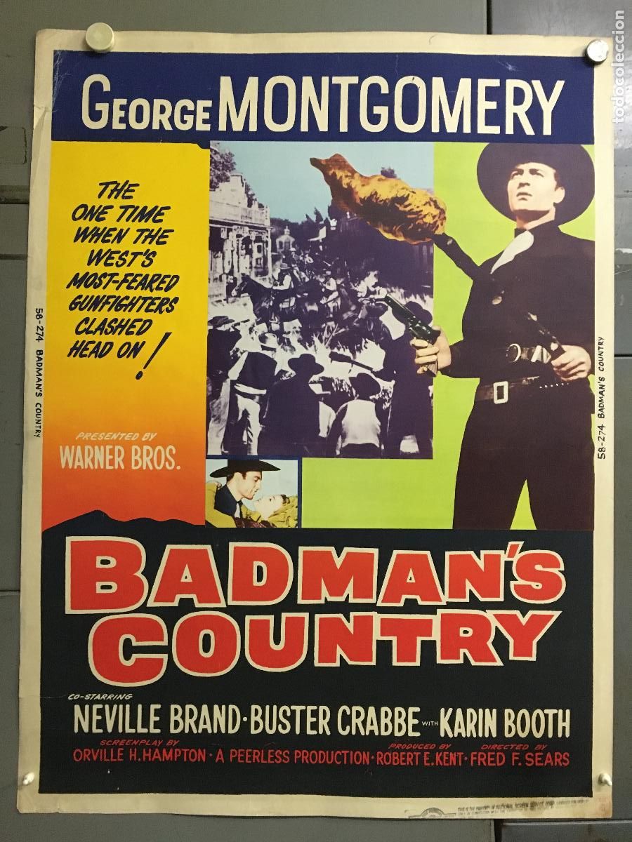 Cinema: R0414 BADMAN'S COUNTRY GEORGE MONTGOMERY BUSTER CRABBE POSTER ORIGINAL AMERICANO 76X102