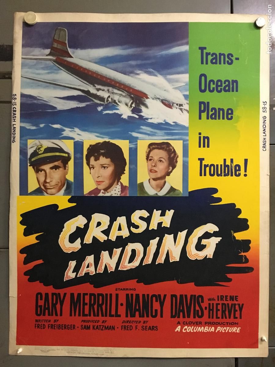 Kino: R0417 CRASH LANDING NANCY REAGAN GARY MERRILL POSTER ORIGINAL AMERICANO 76X102