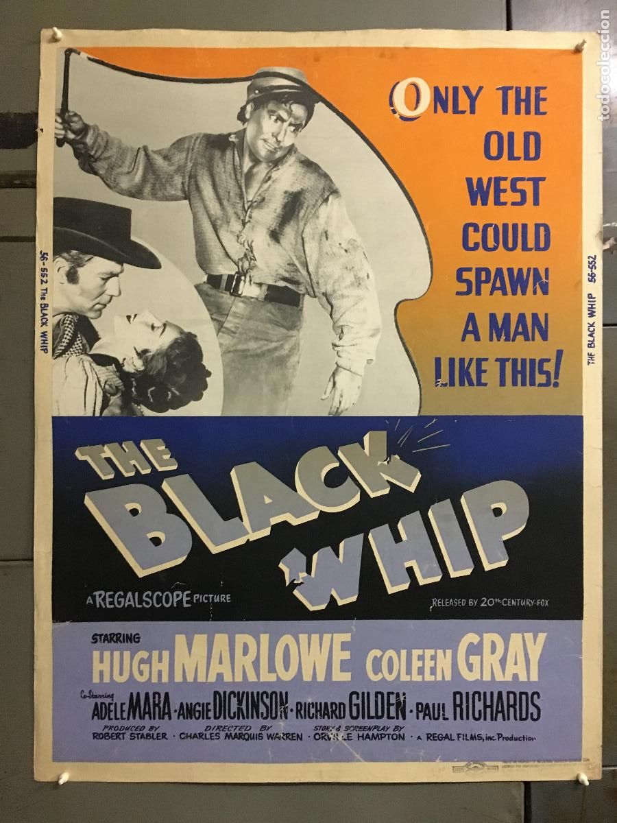 Cinema: R0420 THE BLACK WHIP HUGH MARLOWE COLEEN GRAY POSTER ORIGINAL AMERICANO 76X102
