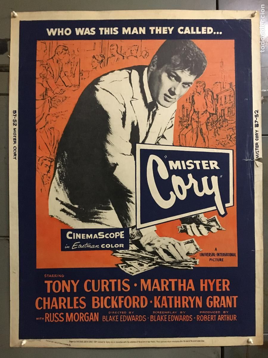 Cin&eacute;ma: R0428 EL TEMIBLE MISTER CORY TONY CURTIS BLAKE EDWARDS POSTER ORIGINAL AMERICANO 76X102