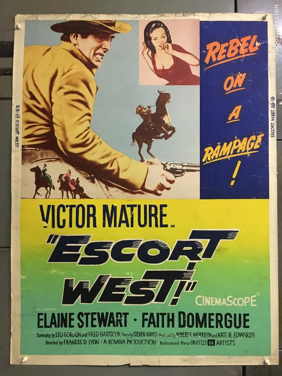 Cinema: R0432 CARAVANA AL OESTE / ESCORT WEST VICTOR MATURE POSTER ORIGINAL AMERICANO 76X102