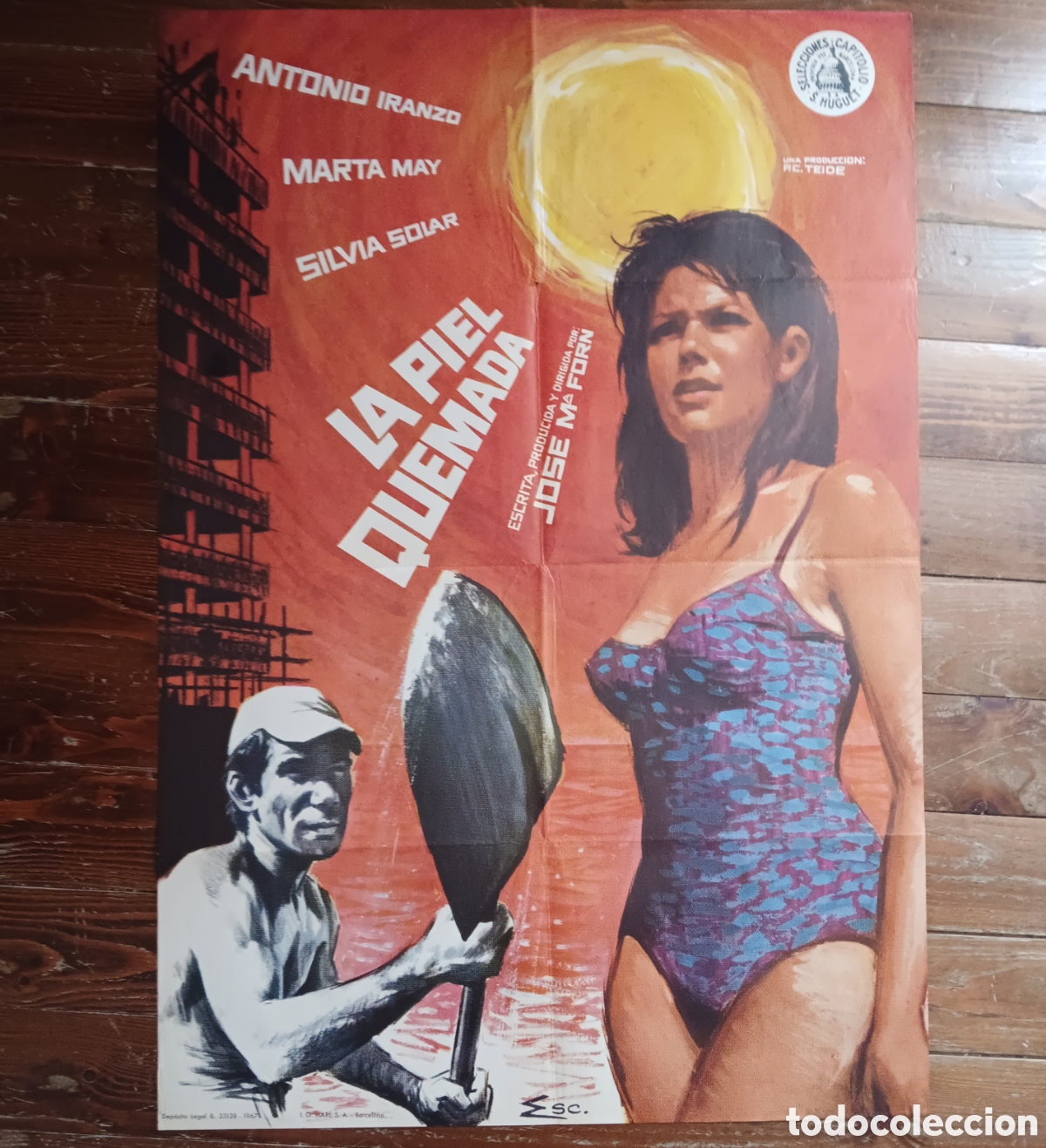 Cinema: &rdquo;LA PIEL QUEMADA&rdquo; CARTEL ORIGINAL ESTRENO 1967 JOSEP MAR&Iacute;A FORN, ANTONIO IRANZO