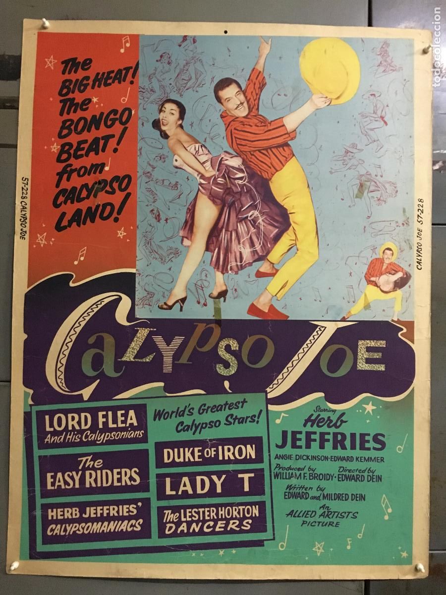 Cinema: R0442 CALYPSO JOE HERB JEFFRIES POSTER ORIGINAL AMERICANO 76X102