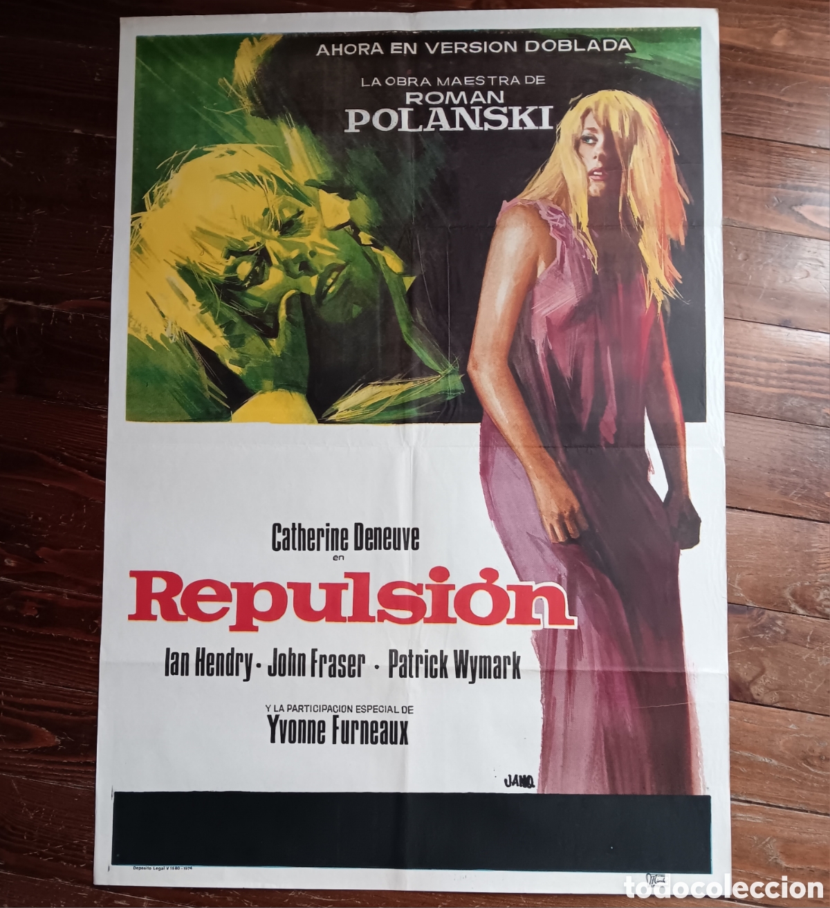 Cinema: &rdquo;REPULSI&Oacute;N&rdquo; CARTEL ORIGINAL REPOSICI&Oacute;N 1974 ROMAN POLANSKI, CATHERINE DENEUVE