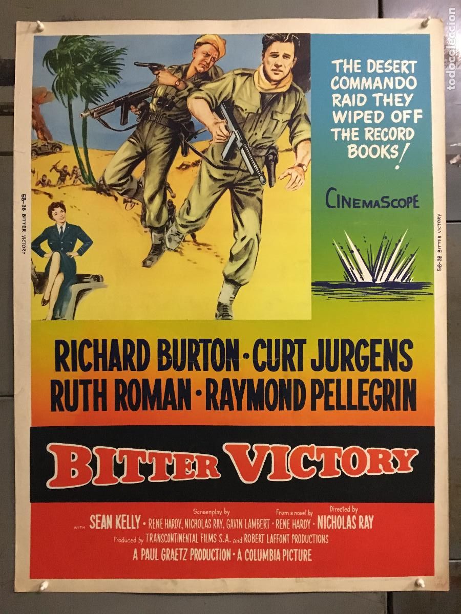 Cinema: R0445 BITTER VICTORY RICHARD BURTON CURD JURGENS RUTH ROMAN POSTER ORIGINAL AMERICANO 76X102