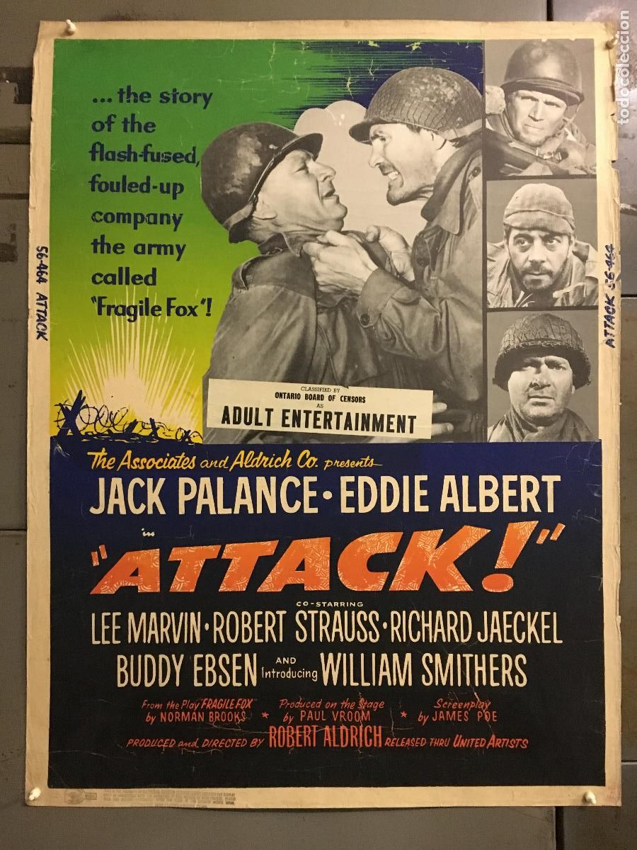 Cinema: R0448 ATTACK JACK PALANCE EDDIE ALBERT POSTER ORIGINAL AMERICANO 76X102