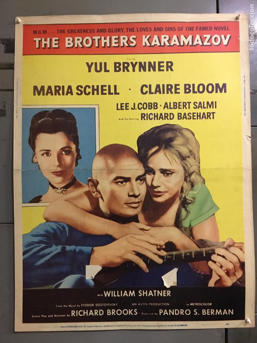 Cinema: R0450 LOS HERMANOS KARAMAZOV YUL BRYNNER MARIA SCHELL POSTER ORIGINAL AMERICANO 76X102