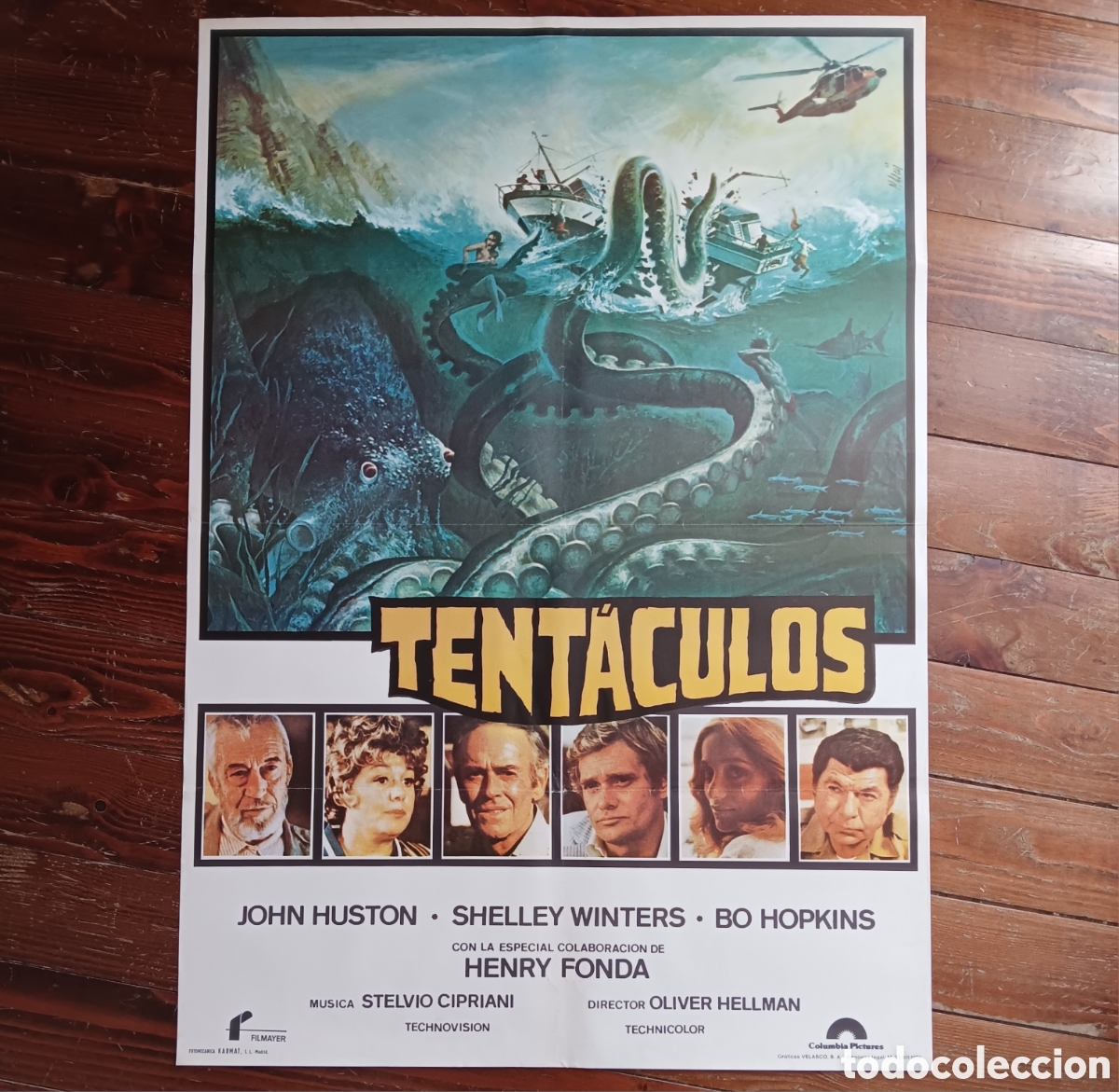 Cine: &rdquo;TENT&Aacute;CULOS&rdquo; CARTEL ORIGINAL ESTRENO 1978 HENRY FONDA, JOHN HUSTON