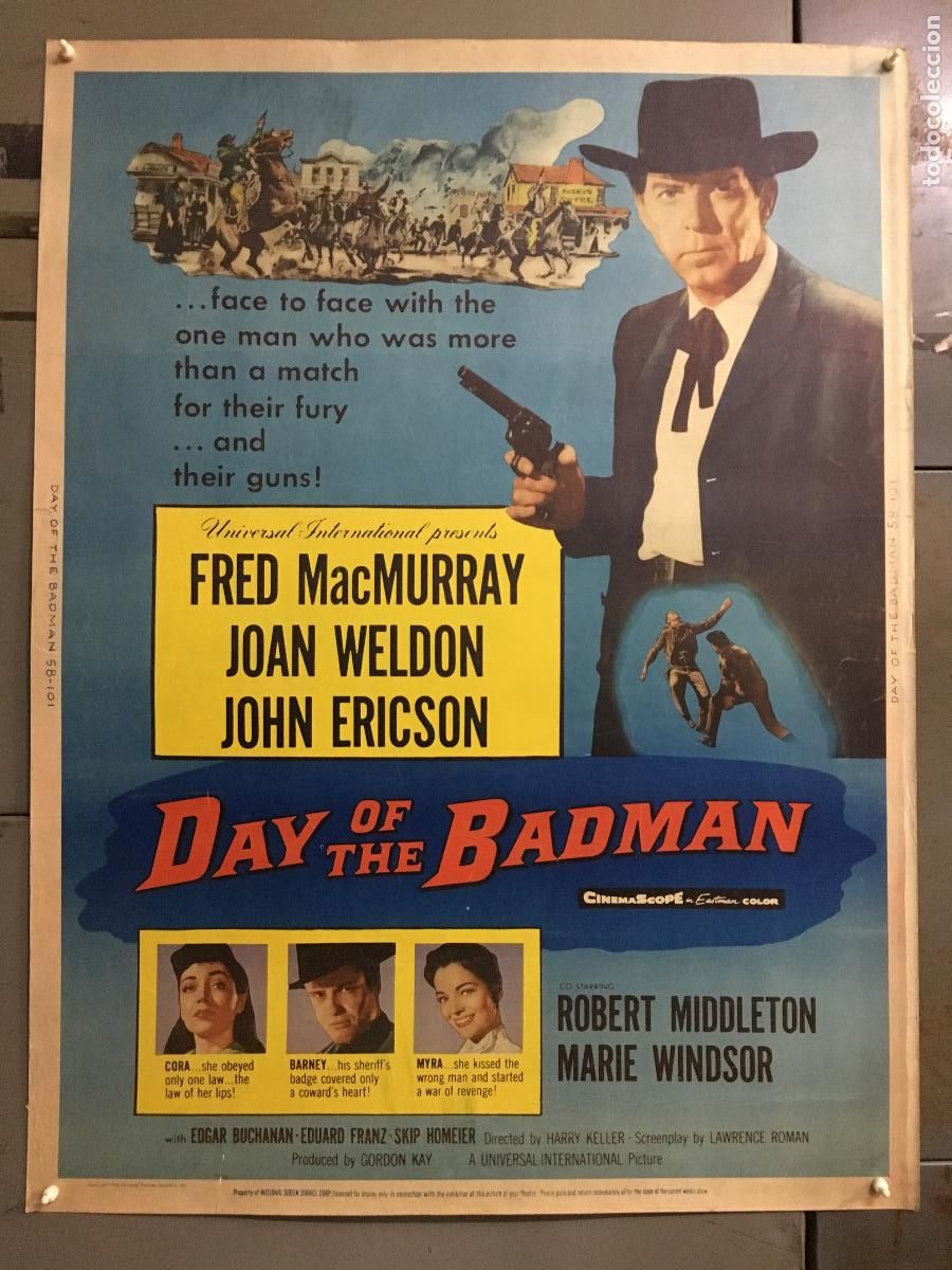 Cine: R0454 SHERIFF HORA H FRED MACMURRAY JOAN WELDON POSTER ORIGINAL AMERICANO 76X102