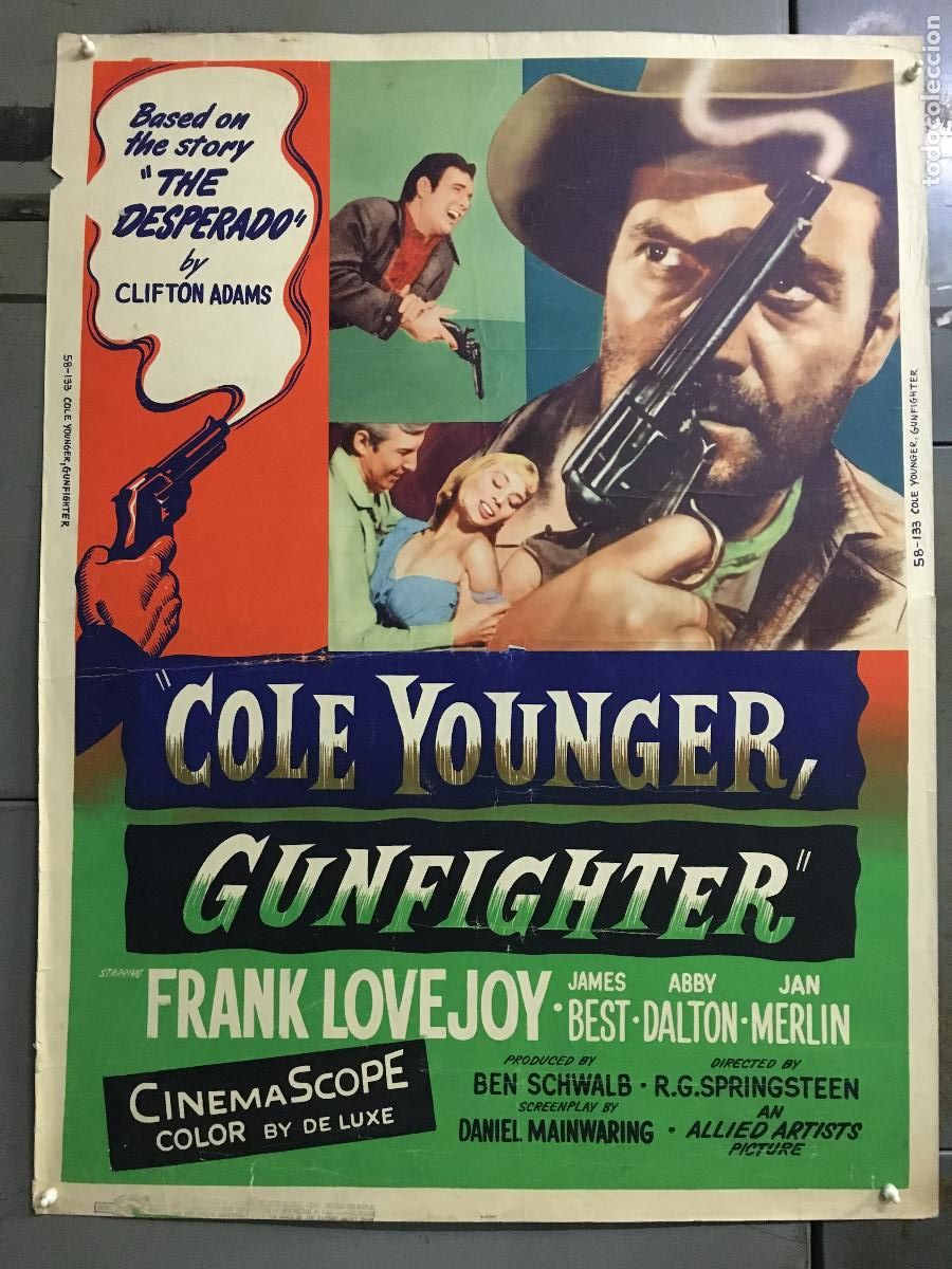 Cinema: R0455 EL DESESPERADO FRANK LOVEJOY WESTERN POSTER ORIGINAL AMERICANO 76X102