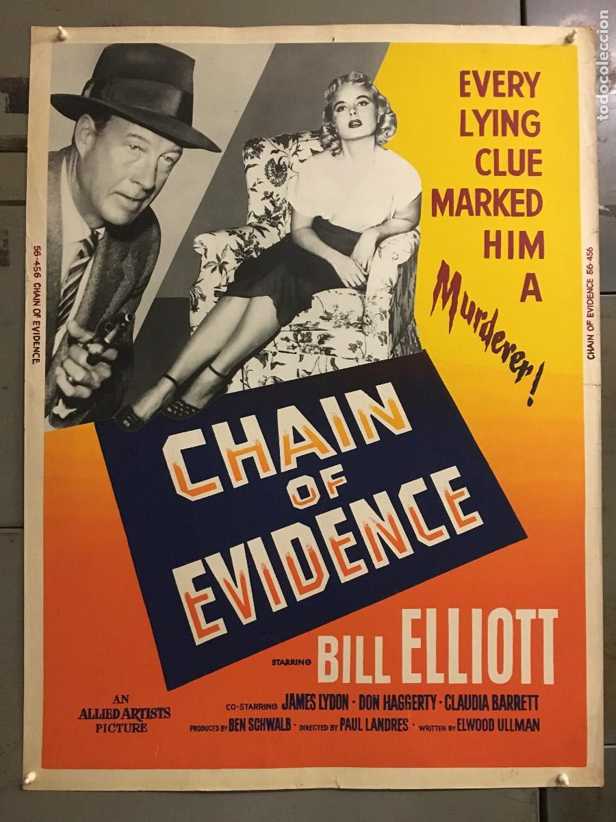 Cine: R0456 CHAIN OF EVIDENCE BILL ELLIOTT POSTER ORIGINAL AMERICANO 76X102