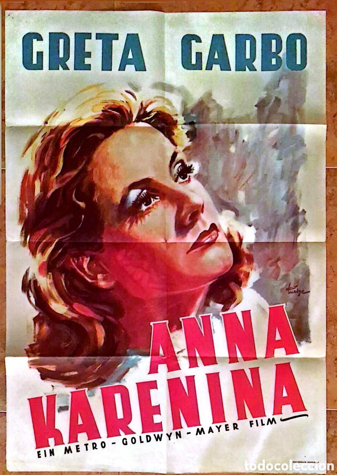 Cine: Cartel Cine Alem&aacute;n Anna Karenina (1935) Greta Garbo - Reposici&oacute;n A&ntilde;os 50