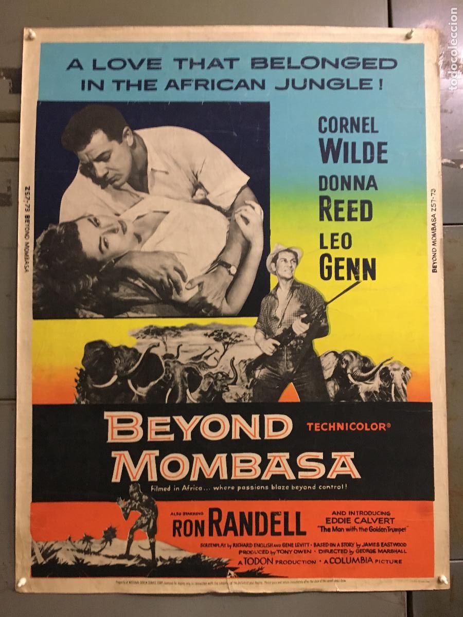 Cine: R0459 MAS ALLA DE MOMBASA DONNA REED CORNEL WILDE POSTER ORIGINAL AMERICANO 76X102