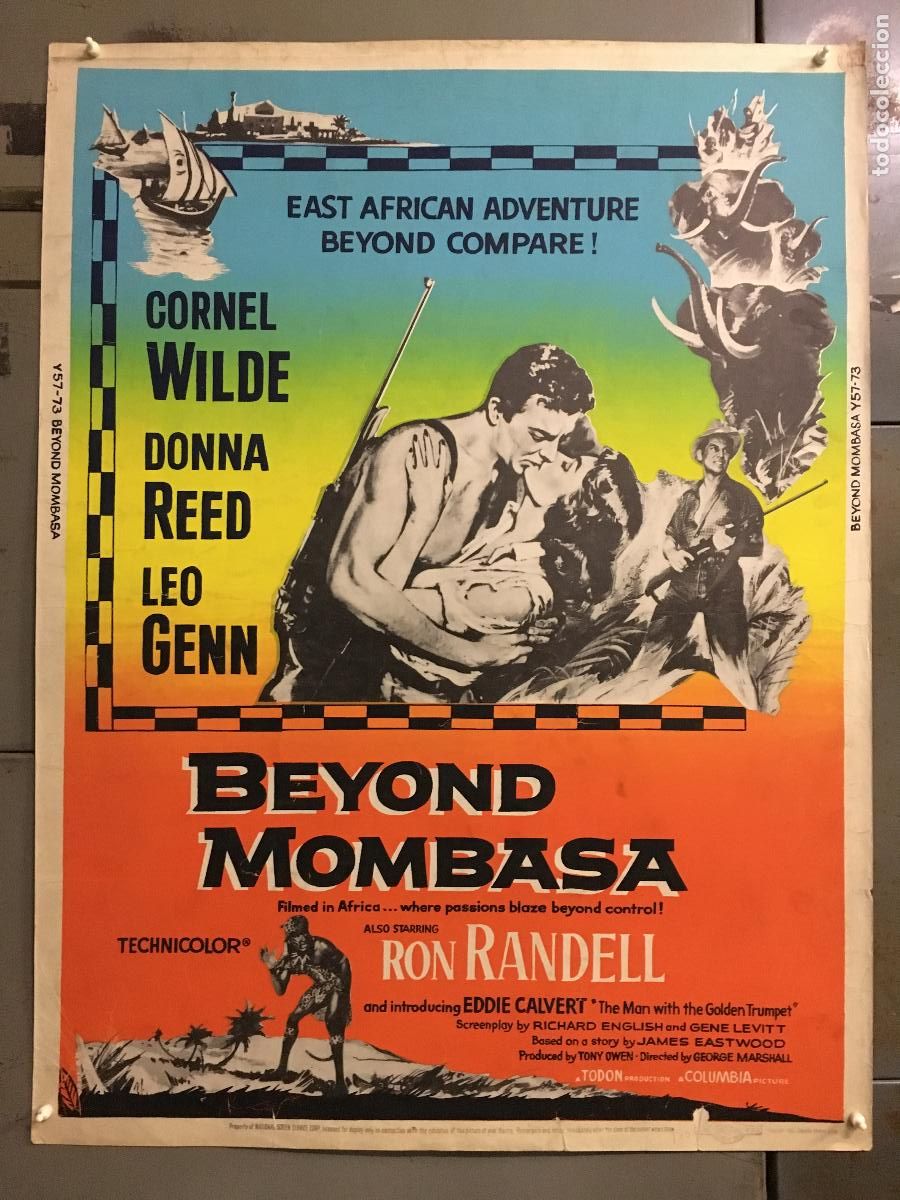 Cine: R0460 MAS ALLA DE MOMBASA DONNA REED CORNEL WILDE POSTER ORIGINAL AMERICANO 76X102
