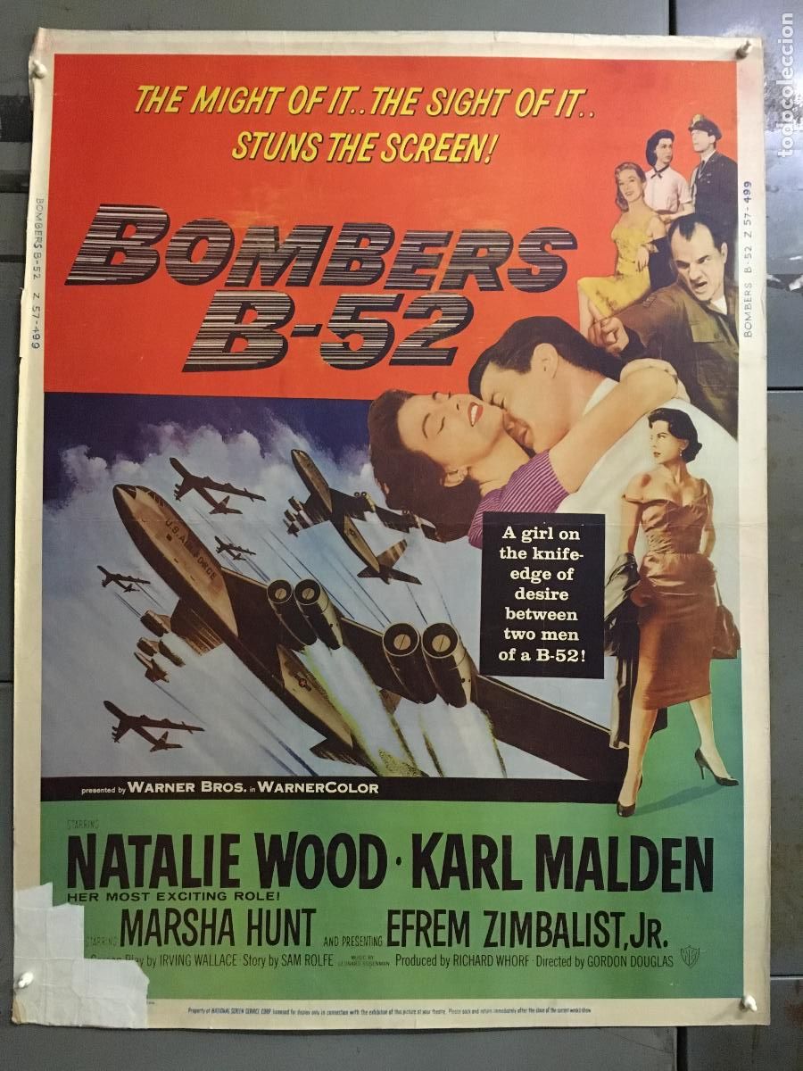 Cine: R0464 BOMBERS B-52 NATALIE WOOD KARL MALDEN POSTER ORIGINAL AMERICANO 76X102