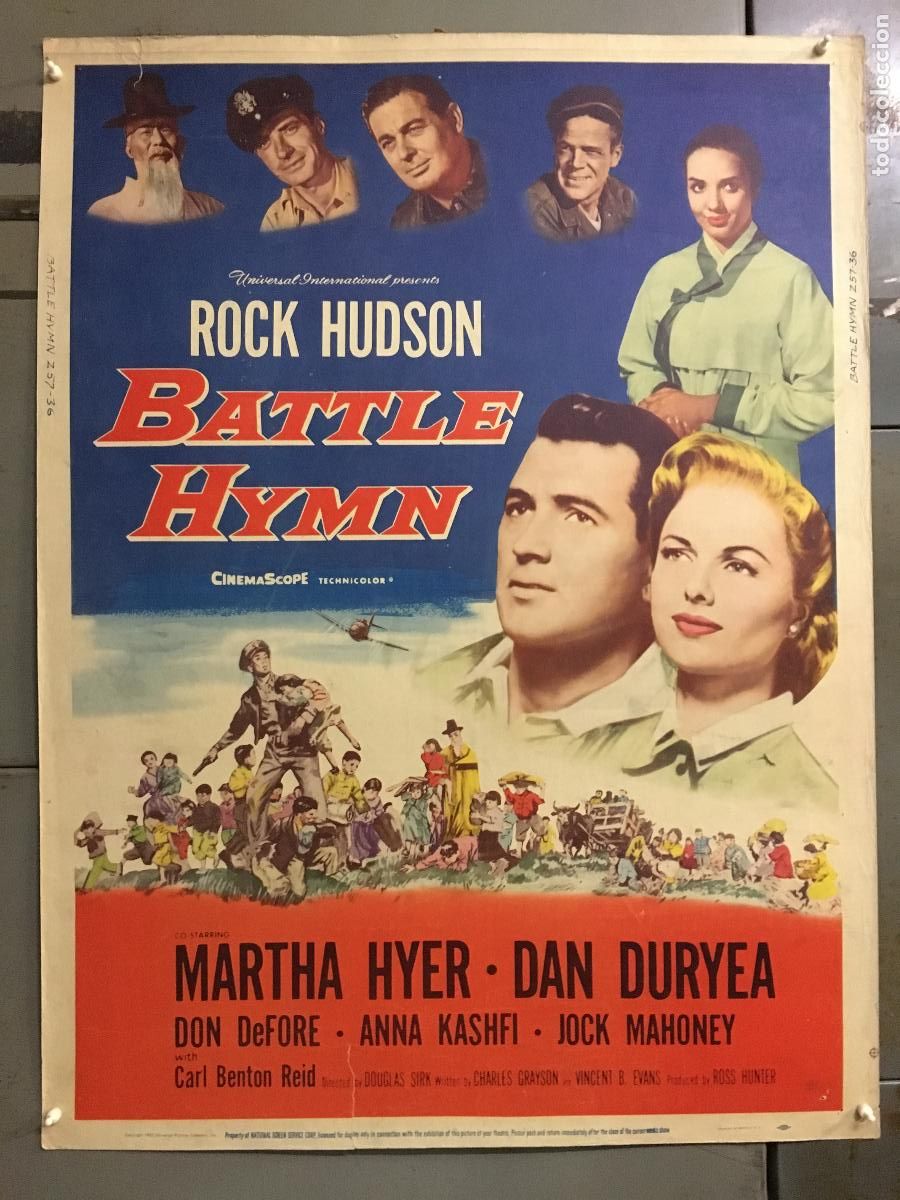 Cine: R0468 HIMNO DE BATALLA ROCK HUDSON DAN DURYEA POSTER ORIGINAL AMERICANO 76X102