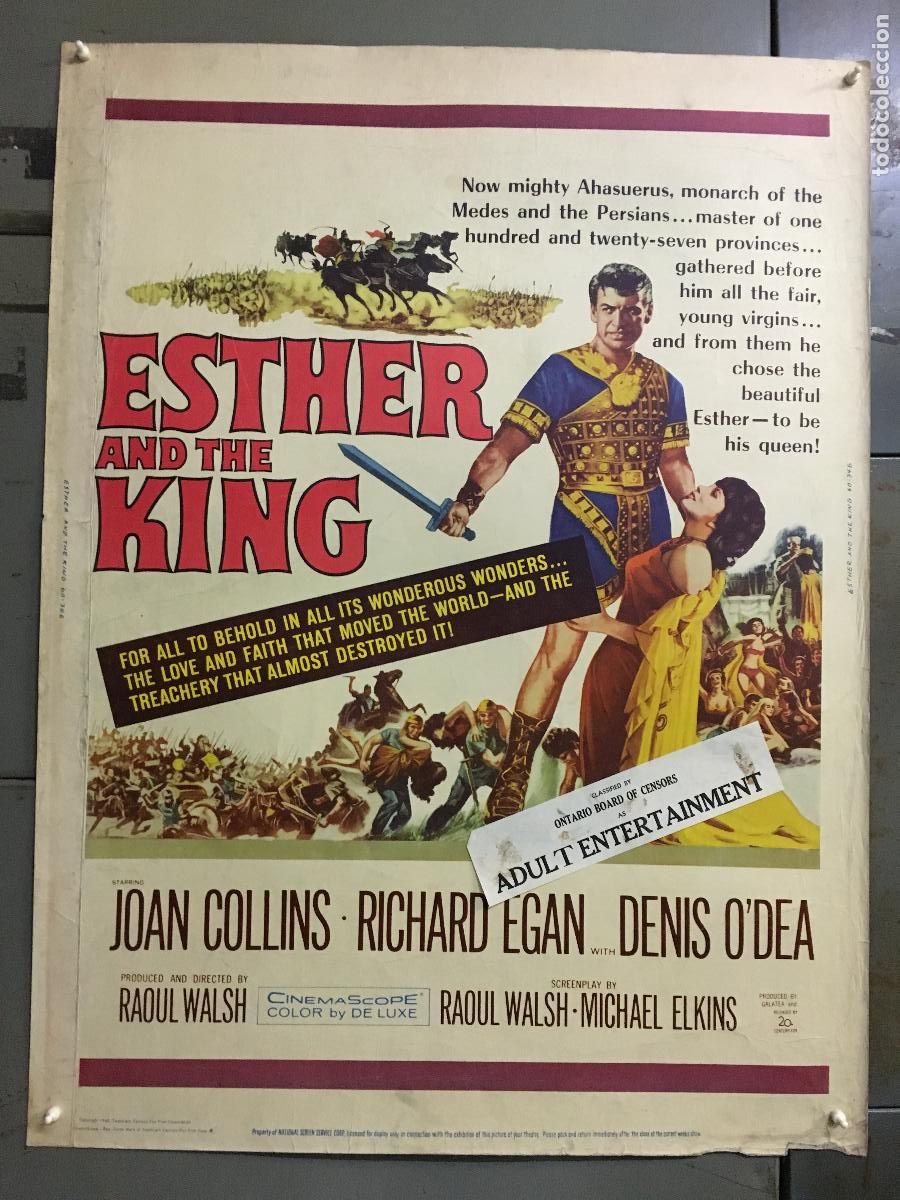 Cine: R0469 ESTHER Y EL REY JOAN COLLINS RICHARD EGAN RAOUL WALSH POSTER ORIGINAL AMERICANO 76X102