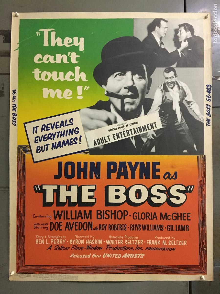 Cine: R0473 THE BOSS JOHN PAYNE WILLIAM BISHOP GLORIA McGHEE POSTER ORIGINAL AMERICANO 76X102