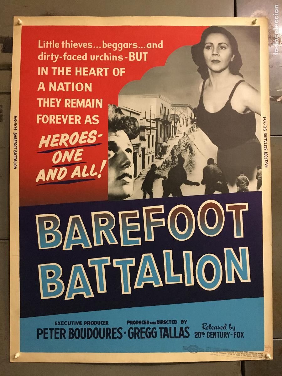Cine: R0474 BAREFOOT BATTALION WWII POSTER ORIGINAL AMERICANO 76X102
