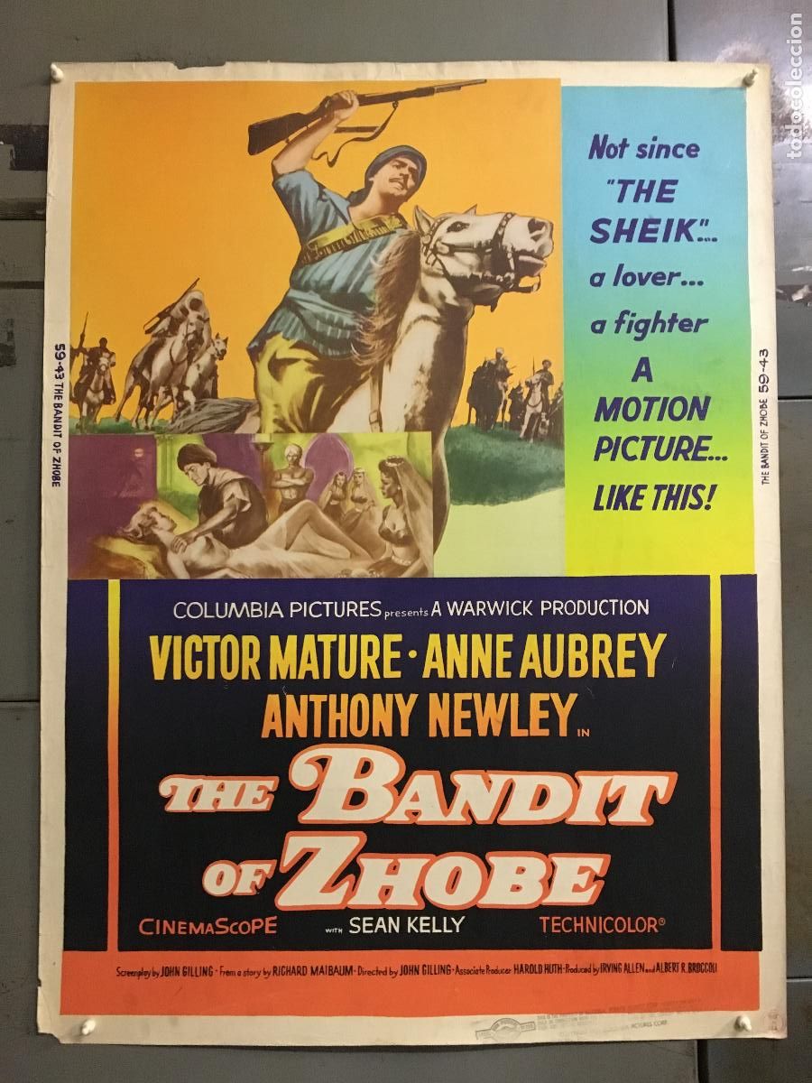 Cine: R0477 EL BANDIDO DE ZHOBE VICTOR MATURE POSTER ORIGINAL AMERICANO 76X102