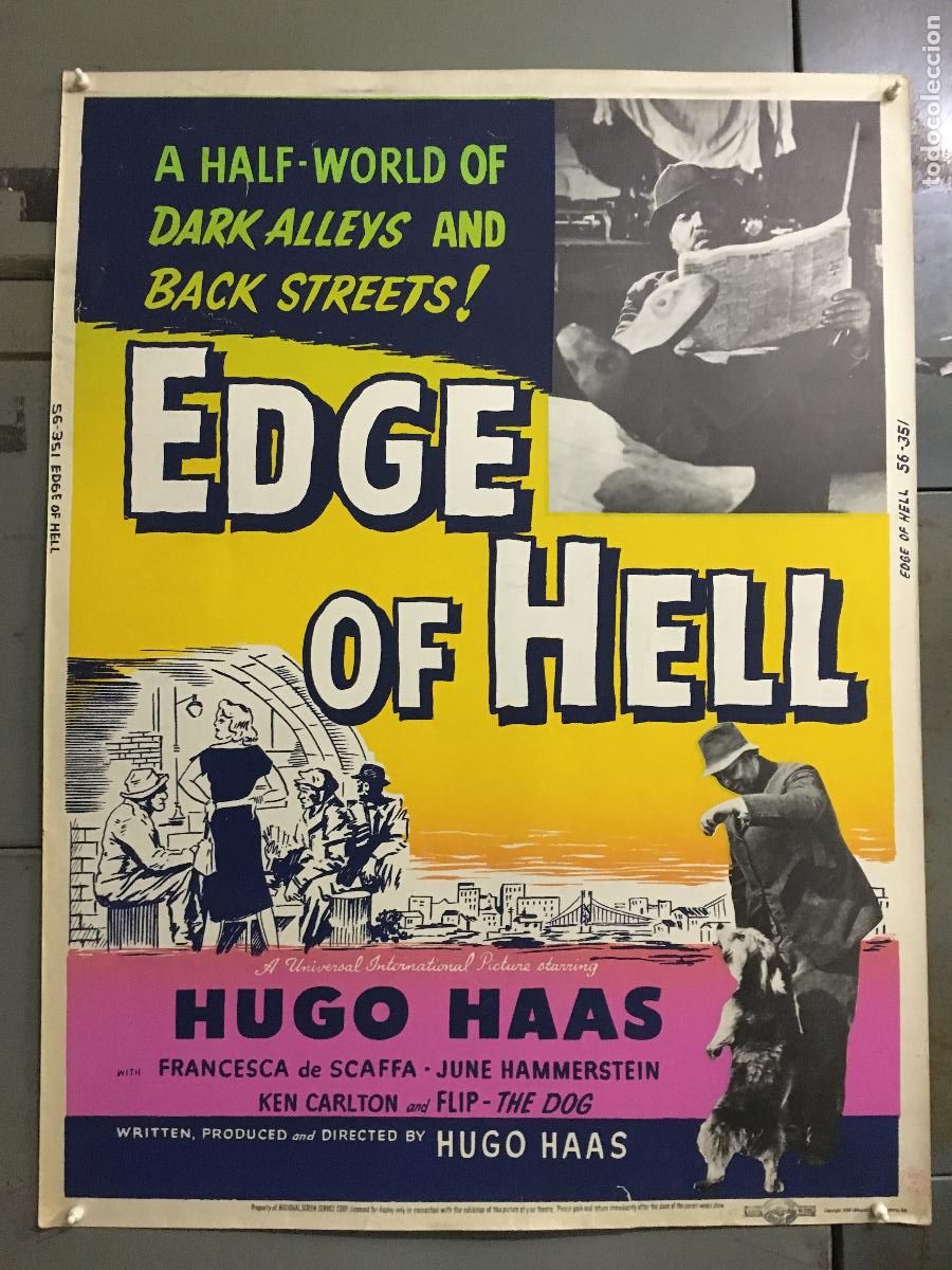 Cine: R0480 EDGE OF HELL HUGO HAAS FRANCESCA DE SCAFFA POSTER ORIGINAL AMERICANO 76X102