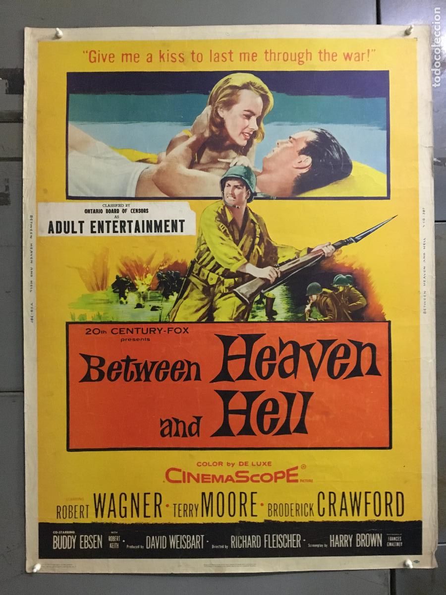 Cine: R0481 LOS DIABLOS DEL PACIFICO ROBERT WAGNER TERRY MOORE POSTER ORIGINAL AMERICANO 76X102