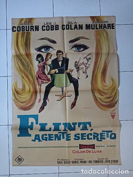 Cine: VKD 2817 FLINT AGENTE SECRETO JAMES COBURN ALBERICIO POSTER ORIGINAL 70X100 ESTRENO
