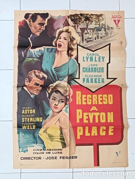 Cine: VKD 2826 REGRESO A PEYTON PLACE JEFF CHANDLER CAROL LYNLEY POSTER ORIGINAL 70X100 ESTRENO
