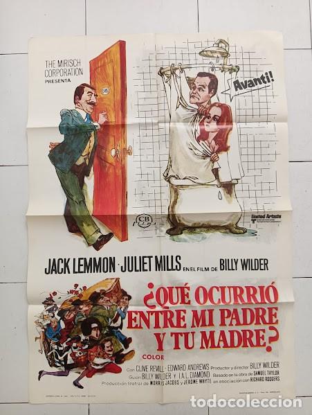 Cine: SMP 2827 QUE OCURRIO ENTRE MI PADRE Y TU MADRE BILLY WILDER JACK LEMMON POSTER ORIG 70X100 ESTR raro