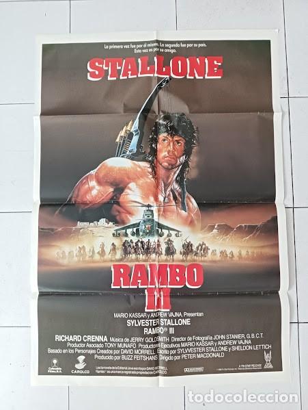 Cine: SMP 2831 RAMBO 3 SYLVESTER STALLONE CASARO POSTER ORIGINAL 70X100 ESTRENO raro