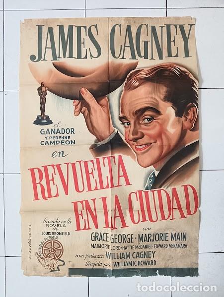 Cine: SMP 2833 EL VAGABUNDO / REVUELTA EN LA CIUDAD JAMES CAGNEY POSTER ORIGINAL 70X100 ESTRENO LITOGRAFIA