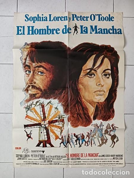 Cine: SMP 2836 EL HOMBRE DE LA MANCHA DON QUIJOTE CERVANTES O'TOOLE LOREN POSTER ORIGINAL 70X100 ESTR raro